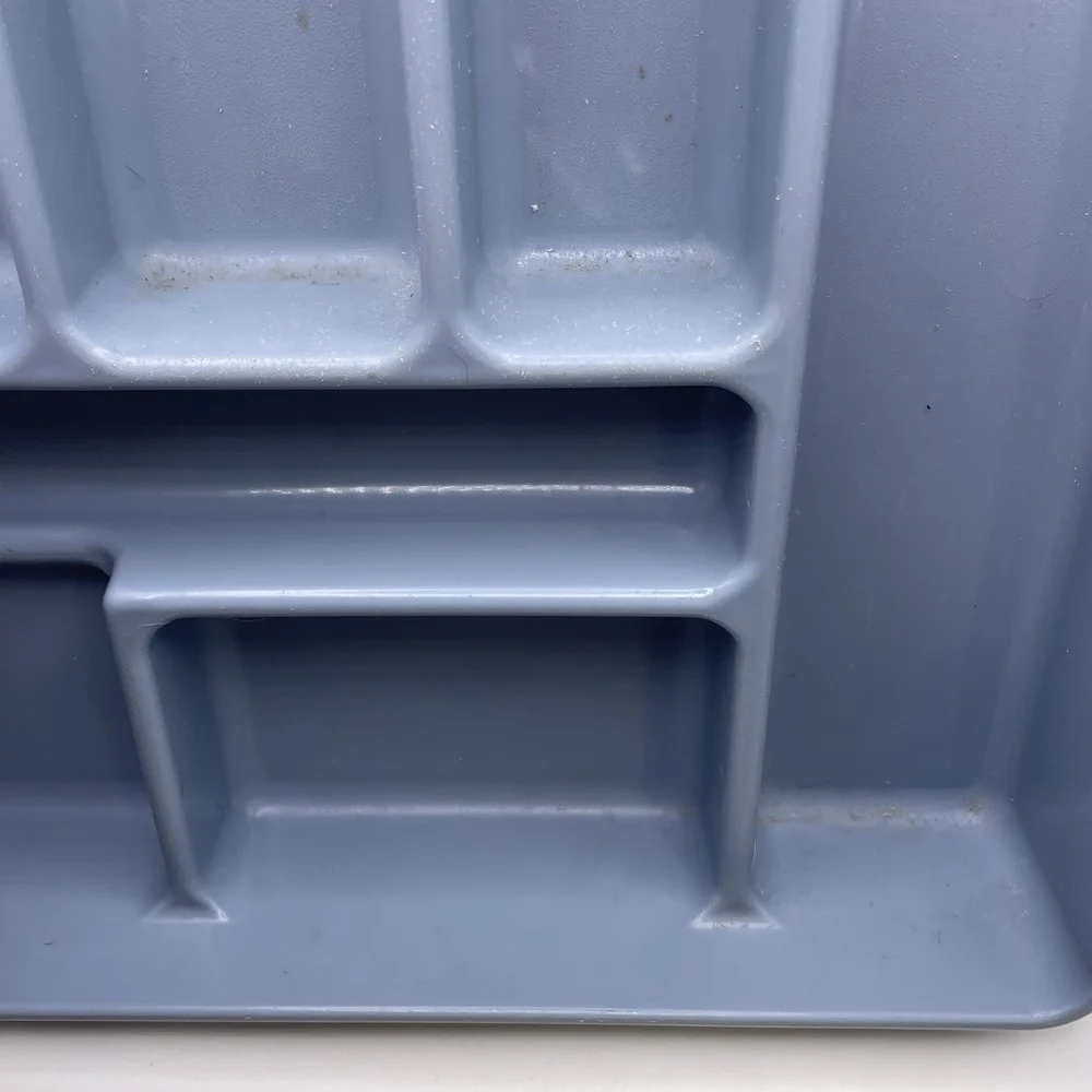 Vtg Rubbermaid Silverware Utensil Tray Drawer‎ 7 Compartment Organizer 0521 Blue